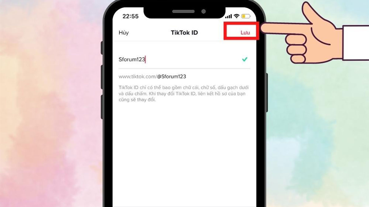 Gõ tên ID mà bạn mong muốn đổi